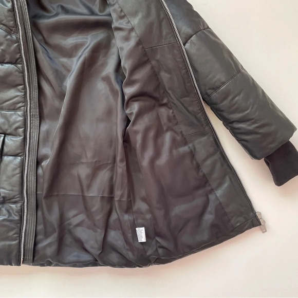 Walter Baker Robert Lamb Leather Longline Hooded Jacket In Black, Size Large - Picture 12 of 16
